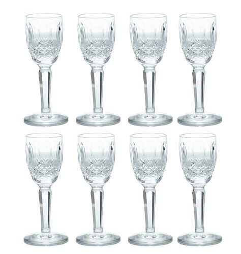 Waterford (Irish, 1783) Colleen Cut Crystal Cordial Glasses, H 4'' Dia. 1.5'' 8 pcs