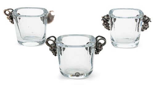 Strombergshyttan Silver And Crystal Holders, H 2.5'' L 3.5'' 3 pcs