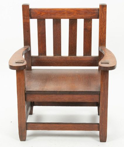 Arts And Crafts Oak Child's Chair, H 21.5'' W 18'' Depth 13''
