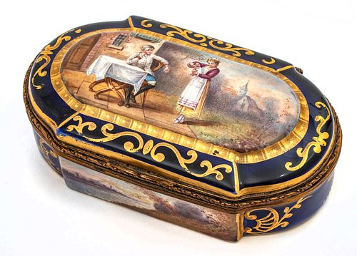 Sevres (French) Porcelain Box. C. 19th.c., H 2'' W 5'' Depth 3''