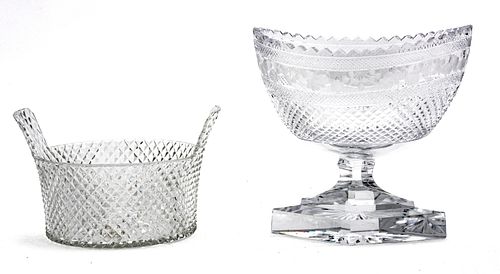 Kosta And German Hand Cut Crystal Ice Bowl And Compote 2 pcs