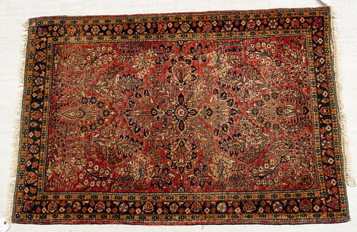 Persian Sarouk Wool Rug, C. 1930, W 3' 4'' L 4' 9''