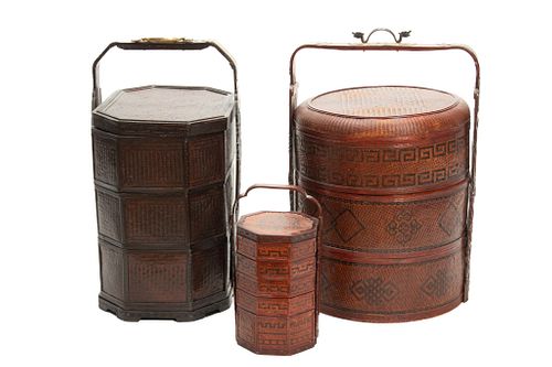 Chinese Woven Wedding Baskets, H 24'' W 13'' L 16'' 3 pcs