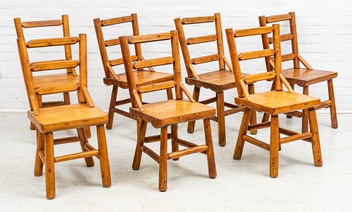 Rittenhouse Rustic Furniture Company Cedar Side Chairs C. C.1940-1950, H 34'' W 16'' 7 pcs