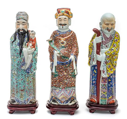 Chinese Porcelain Imortals, Set Of Three H 18''