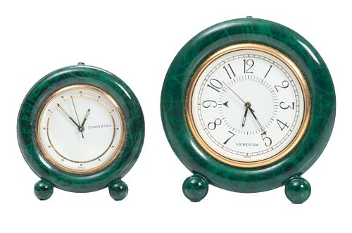 Verdura And Tiffany & Co. Jade Clocks, Swiss Made H 2.5''