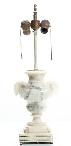 Italian Marble Carved Urn Form Lamp, C. 1920, H 23'' W 8''