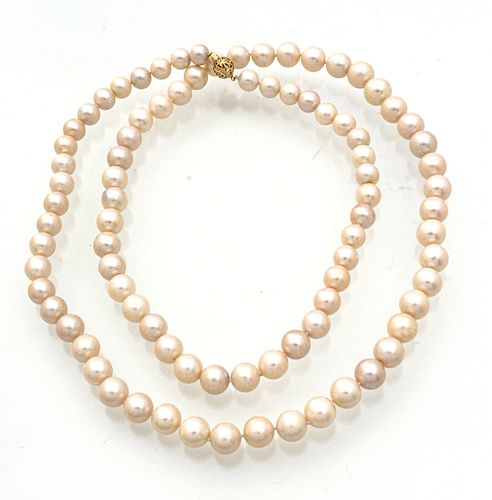 South Sea Pearl (11-14mm) 14kt Gold & Diamond Clasp Necklace, L 45'' 266g