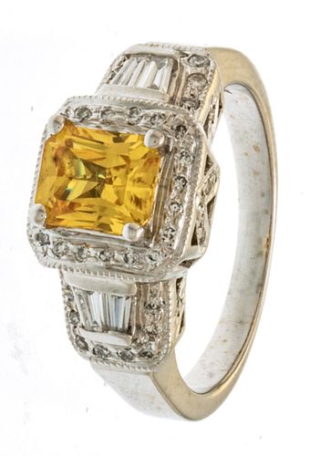 18kt Gold, Citrine And Diamond Ring, Size 7