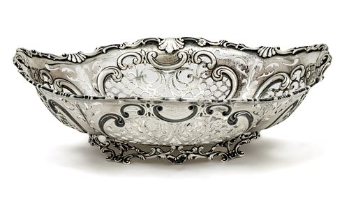 Gorham (American) Sterling Silver Centerpiece Bowl #3860 C. 1896, H 3'' W 8'' L 9'' 11.8t oz