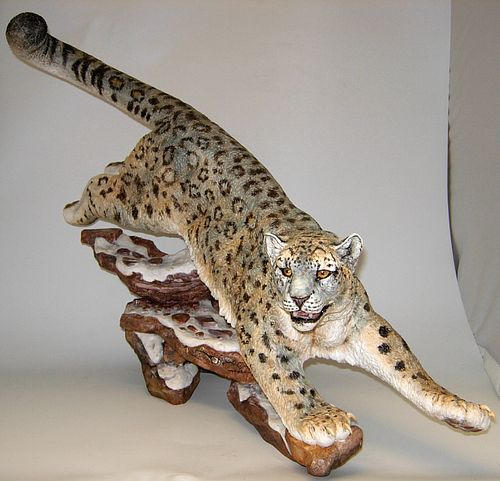 Limited Edition Bone China Figure, 'snow Leopard' H 21L 28Depth 8