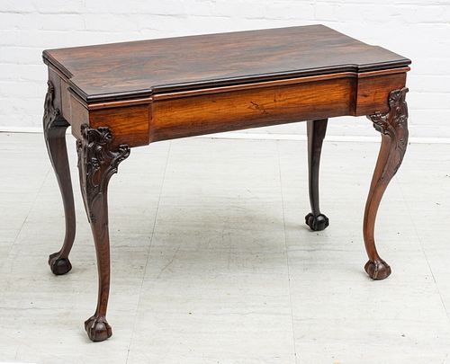 George III Chippendale Rosewood Concertina Action Games Table C. 18th C., H 27'' W 38'' L 37''