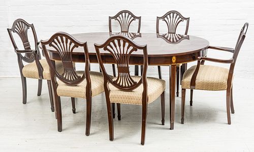 Stickley Furniture  Carved Mahogany Dining Room Table And 6 Chairs H 30'' W 46'' L 72''