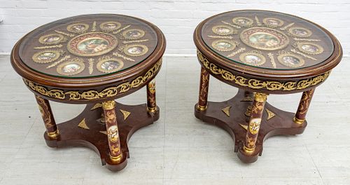 Louis XVI Style Side Tables, 20th C., Pair, H 28'' Depth 32''