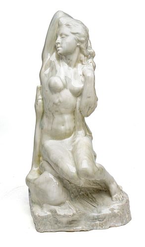 Edgardo Simone (American, 1890-1948) Ceramic Leda And The Swan, H 15'' W 7'' Depth 6''