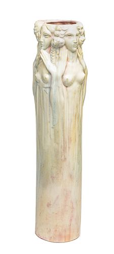 Edgardo Simone (American, 1890-1948) Ceramic Vase, The Muses, H 20.625'' Dia. 4.5''