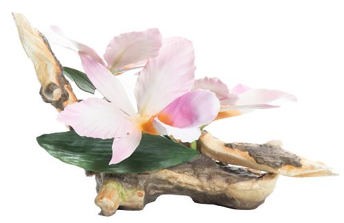 CONNOISSEUR LIMITED EDITION BONE CHINA FLOWER BY DIANE LEWIS CHANCE, 'ORCHID', H 8", W 12"
