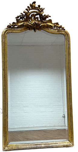 Gilt Carved Wood Eagle Crested Mirror, H 45'' W 27.5''