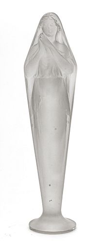 Rene Lalique (French, 1860-1945) VoilÃ©e Mains Jointes Frosted Crystal Figurine, C. 1920, H 10.75'' W 2.75''