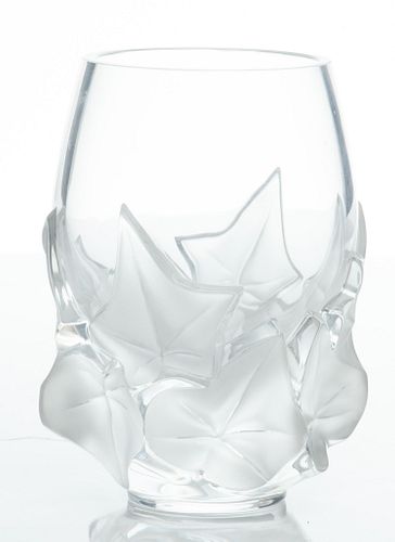 Lalique 'Hedera' Frosted Crystal Vase, H 6.75'' Dia. 4.75''