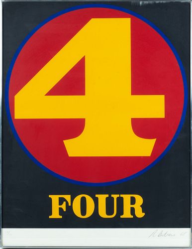Robert Indiana (American, 1928-2018) Screenprint In Colors On Wove Paper, C. 1968, Four (from Numbers), H 25.25'' W 19.5''