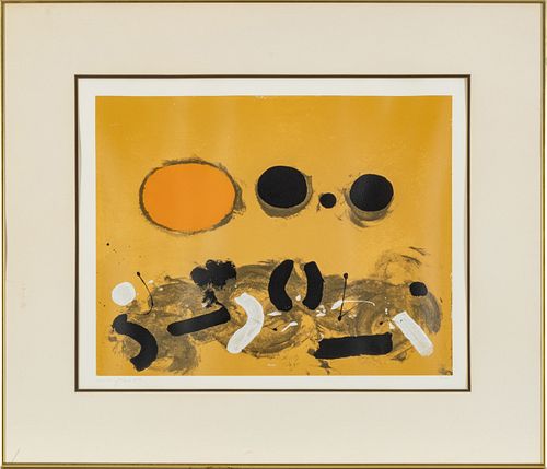 Adolph Gottlieb (American, 1903-1974) Screenprint In Colors On Wove Paper, C. 1972, Orange Oval, H 18.5'' W 24''