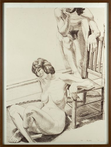 Philip Pearlstein (American, 1924) Lithograph On Wove Paper, C. 1970, Male And Female Figure, H 30'' W 22''