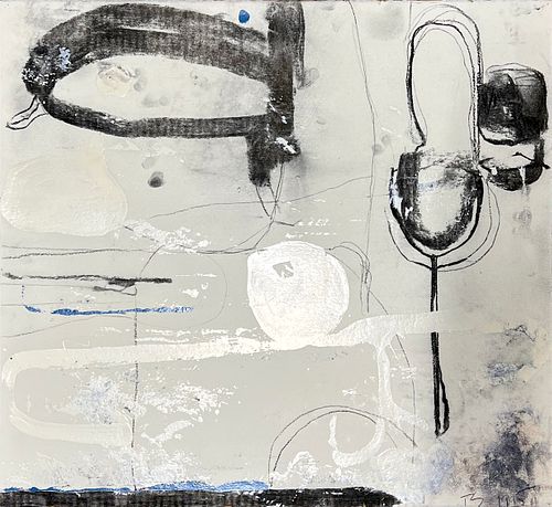 TOM SAVAGE (AMERICAN, B. 1953) CHARCOAL & ACRYLIC ON WOVE PAPER, 1995, H 22", W 24", UNTITLED ABSTRACT 