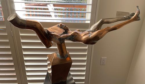 Thomas McClure (American, 1920-2009) Bronze Abstract Figural Sculpture, H 30'' W 38''