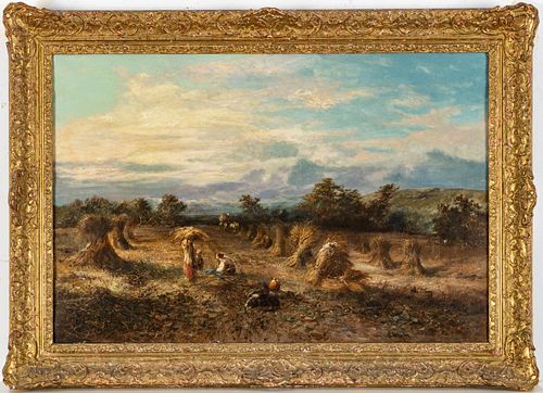 Walter Heath Williams (English, 1834-1906) Oil On Canvas "Haymakers", H 24'' W 36''