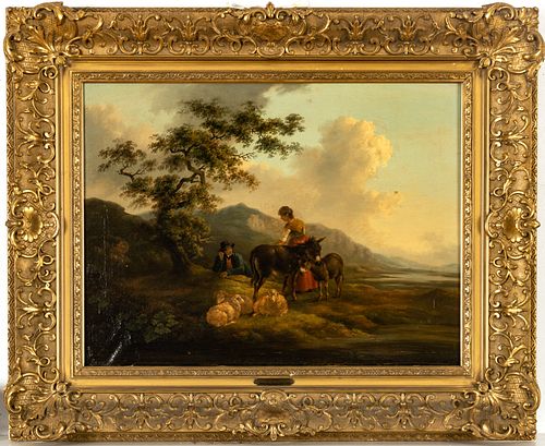 William Le Cave Oil On Canvas, Shepherdess Courting,, H 21.5'' W 27''