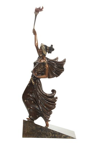 Romain (ErtÃ©) De Tirtoff (Russian/American, 1892-1990) Cold Painted Bronze Sculpture, 1984, "Liberty, Fearless And Free", H 28'' L 11.5''