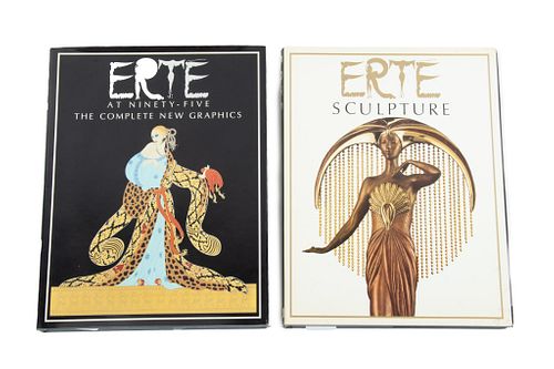 Erte Books, "Erte Sculpture" & " Erte At Ninety-Five The Complete Graphics", H 13.75'' W 1.5'' 2 pcs