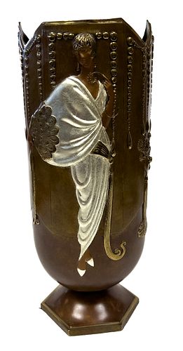 Erte (French, 1892-1990) Bronze Vase C. 1987, H 12.5'' W 5''