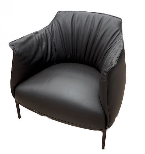 Poltrona Frau (Co.) (Italian) By Jean-Marie Massaud Archibald Modern Brown Leather Lounge Chair