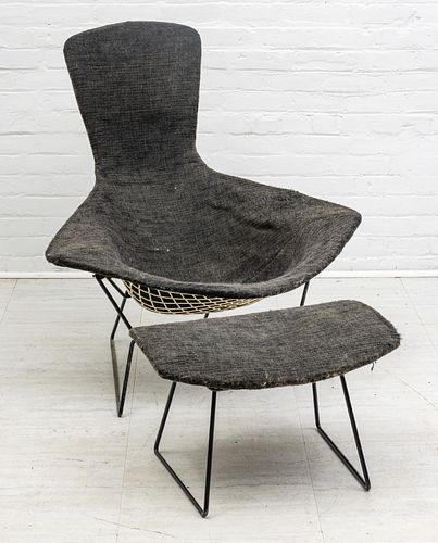 Harry Bertoia (American, 1915-1978) For Knoll Woven Fabric Bird Chair And Ottoman  1960, H 39'' W 37''