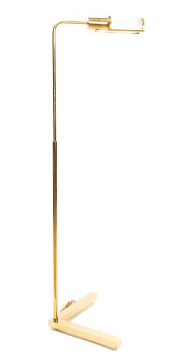 Casella Lighting Co.  Mid-Century Modern Brass And Glass Floor Lamp, H 46'' L 14''