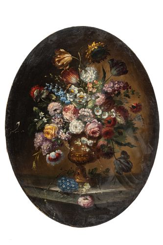 Flemish Style Oil On Canvas, Still Life, H 34.5'' W 27''