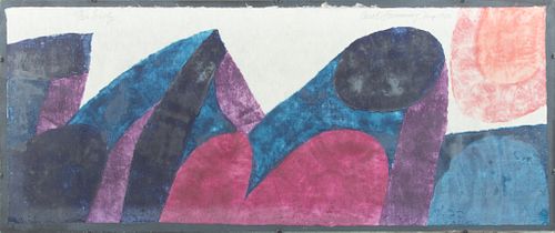 Carol Summers (American, 1925-2016) Woodcut In Colors On Handmade Paper, 1962 Sicily, H 14.5'' W 36''
