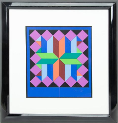 VICTOR VASARELY (FRENCH/HUNGARIAN, 1906-1997), SERIGRAPH ON WOVE PAPER, 1981 #121/200 H 14.25" W 11.75" FROM THE HELIOS SUITE 