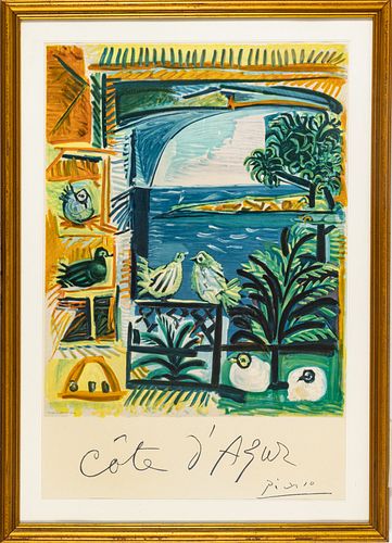 After Pablo Picasso (Spanish, 1881-1973) Executed By Henri Dechamps, Lithograph In Colors, C. 1962, Cote D'Azure, H 37.5'' W 24.75''