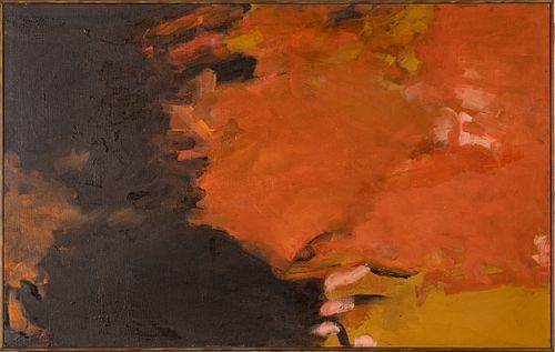 Byron McClintock (American, B. 1930) Neo-Expressionist Oil On Canvas, C. 1968, H 16'' W 29''