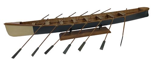 Wooden Model Canoe, H 2'' W 4'' L 27''