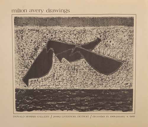 Milton Avery (American, 1885-1965) Drawing, Donald Morris Poster,  1969, H 17.75'' W 22.75''