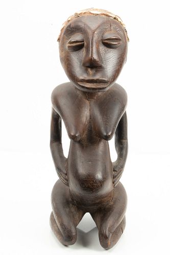 MENDE, SIERRA LEONE AFRICAN CARVED WOOD WITH COWRIE SHELLS MASK, H 16.75", W 7", D 6" 
