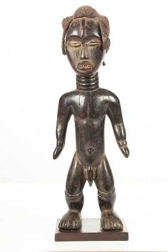 African Standing Male Wood Figure H 21'' W 7''