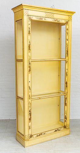 Chinoiserie Style Painted Wood Display Cabinet H 91'' W 42'' Depth 14''