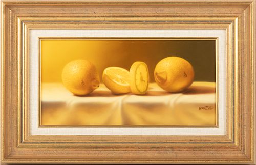Michael Whitlow, B 1946, Oil On Canvas, Still Life Lemons H 6'' W 11.5''