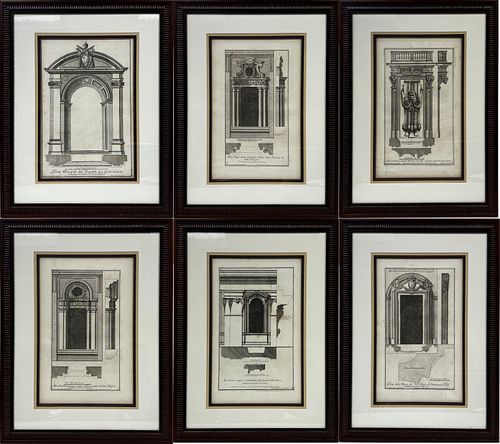 Italian Etchings On Paper, Set Of Six Architectural Etchings H 16.5'' L 10.5''