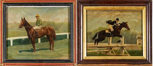 Karlsbad, Germany Oil On Board,  1925, Equestrian Scenes, Group Of Two, H 21'' W 27''